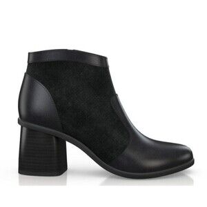 New Girotti Block Heel Booties 29433 Black Suede Leather Size 41 US 10